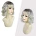 Parxitn Short Bob Wig with Ponytail - Natural Ombr Silver Synthetic Hair for Daily Party Halloween & Cosplay Wavy Curly Wigs for Women - Buy Online on GoSupps.com
