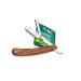 Razor Wood + 100 Half Derby Interchangeable Blades + Leather Pocuh for Men Men's Razor set for Barber and hair dresser
