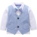 AmzBarley Baby Boys Gentleman Suit Set | Blue Tuxedo Romper with Bowtie | 6-12 Months - Buy Online on GoSupps.com
