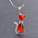 DNCG Quartz Healing Crystal Necklace Cat Shape Red Agate Pendant Necklace Clavicle Chain with Silver Necklace Women's Jewelry Necklace Crystal Point Pendant Necklace - Buy Online on GoSupps.com