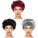Petyoung 3 Pack Satin Sleep Caps for Women & Girls - Elastic Wide Band Beanie Hat for Curly Hair - Wine Red, Black, Silver - Buy Online on GoSupps.com