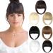 Bangs Hair Clip Extension French Bang Clip in Thick Natural Full Front Neat Bangs Straight Fringe Bang with Temples One Piece Hairpiece Dark Brown French Bangs (Pack of 1) Dark Brown