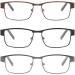 CRGATV 3-Pack Reading Glasses for Men | Blue Light Blocking | Metal Full Frame | Anti UV/Eye Strain | +2.0 Magnification | Mixed Colors - Buy Online on GoSupps.com