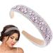 Flayem Rhinestone Headband Glitter Sparkly Crystal Hair Hoop Gorgeous Padded Wide Hair band Jewelry Accessories Prom Banquet Headwear for Women and Girls (Pink)