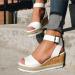 Rvidbe Women's Dressy Low Wedge Sandals - Peep Toe Summer Beach Shoes | Zipper Platform Sandals - White, Size 8 - Buy Online on GoSupps.com