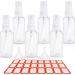 HTHL 6 PCS Set 50ML Spray Bottles Plastic Transparent Mist Spray Bottles with 2 Funnels and 1 Sheet Label Empty Travel Atomiser Refillable Liquid Containers for Perfume Cosmetic and Liquids