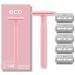 Eco Double Edge Metal Alloy Safety Razor for Women + 5 Double Edge Safety Razor Blade Refills Reusable Razor for Shaving (Pink)