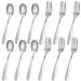 VGOODALL 12PCS Children Safe Forks and Spoons Silverware for Kids Cutlery Set Toddler Utensils Stainless Steel Tableware with Bunny and Puppy Motifs