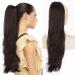aikaa Ponytail Extensions 26 inch Long Drawstring Wavy Clip in Ponytail Hair Extensions Layered Synthetic Hairpiece for Women 26 Inch 26 Inch 4# Dark Brown