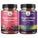 Bundle of Complete Herbal Menopause Supplement for for Night Sweats Hot Flashes & Mood Swings and Pure Magnesium Glycinate Supplement 400mg Per Serving - High Absorption Chelated Magnesium Capsules
