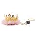 Nishine Gold Silver Crown Headband for Dog Cat Pink Tulle Mesh Crown Tiara Pet Crown Hairband Hat Party Costume (Gold)