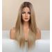 Vebonny Ombre Brown Lace Front Wig - 20 Inch Straight Hair with Roots Glueless Middle Part for Women | Shop Now! - Buy Online on GoSupps.com