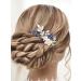 Yean Silver Bridal Hair Comb with Blue Crystal Leaf - Wedding Hair Accessories for Women and Girls - Buy Online on GoSupps.com