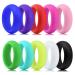 Longbeauty 10 Pack Candy Color Wedding Band for Men Women Flexible Comfort Sport Silicone Ring Black Red Blue Yellow Pink White Green Purple Colorful: 10pack 11