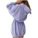 Ladies Blue Cat Print Long Sleeve Sweatshirt Dress - Summer Day Dress (Blue-C, S) - Buy Online on GoSupps.com