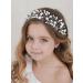 IYOU Flower Girl Headband Silver Floral Pearl Headpiece Crystal Bridal Hair Vines Princess Communion Wedding Hair Accessories for Kids