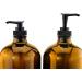 2-Pack 32oz Amber Glass Lotion Pump Bottles with Locking Pump Dispensers - Quart Size Brown Bottles, Chalk Labels Included - Buy Online on GoSupps.com
