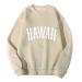 DUOWEI Mom Mode Sweatshirt Hawaii Men Women Letter Graphic Print Round Neck Long Sleeve Tops Sweatshirt Long Sleeve T Beige Small