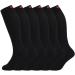MD 6 Pairs Compression Socks 8-15mmHg for Women & Men Cushion Knee High Socks 9-11 Black (6 Pairs)