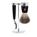 M HLE shaving set - Rytmo series - pure badger hair - compatible with Gillette blades - black precious resin