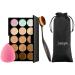 JewelryWe 15 Colors Concealer Makeup Palette Contouring Palette and Cream Contour kit with Makeup Blender and Brush