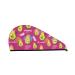 Hair Towel Wrap Hair Drying Towel with Button Towel Turban Head Towel to Dry Hair Quickly (Pink Green Avocado)