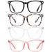 Blue Light Blocking Glasses for Women Men-HEALSUN 4 PACK Computer Gaming Anti Headache Eye Strain A1-black+transparent+brown Leopard+pink