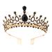 amangul Bridal Full Diamond Crystal Crown with Fixing Comb for Wedding Party Headpiece with s Woman Birthday Crown(Gold Black Diamond)