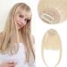 Elailite Human Hair Bangs Clip on Fringe Real Hair Extensions Air Bangs Neat Bangs With Temples For Women - #60 Platinum Blonde Neat Bangs #60 Platinum Blonde