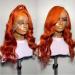 Ginger Orange Body Wave Human Hair Lace Front Wig - 20 Inch 150% Density Pre Plucked with Baby Hair - Colored Glueless Wig for Women - Buy Online on GoSupps.com