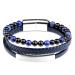Multi-Layer Wrapped Men'S Bracelet Natural Stone Bracelet Leather Woven Bracelet Black Magnetic Buckle Multilayer Bracelet For Men