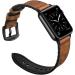 OUHENG Genuine Leather and Rubber Hybrid Band for Apple Watch 49mm/45mm/44mm/42mm - Brown/Black Adapter - Sweatproof Band for iWatch Series 8 7 6 5 4 3 2 1 SE2 SE - Buy Online on GoSupps.com