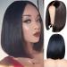 Supyini 12-Inch Black Wig with Fringe - 100% Brazilian Afro Real Hair No Lace Front Smooth PU Fake Scalp for Women - Buy Online on GoSupps.com