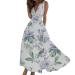 Summer dress women boho long flower dress sexy leisure dresses V-neck wrap dress elegant summer maxi dresses spaghetti strap light dress nn purple xxl