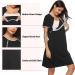 Sykooria Women's Maternity Nursing Nightdress - Short Sleeve V Neck Nightgown in Black - Soft Sleep Shirt for Pregnant Women - Buy Online on GoSupps.com