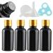 Tianzd 4 piece of empty small 30 ml gloss black glass bottles with sealed stopper gold aluminum screw cap glass bottle flashing clasp etheric oil fragrance perfume massage aromatherapy gold 30ml