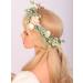 Wiwpar Boho Flesh Floral Headband Flower Garland Wedding Photo Prop Leave Headpiece Flower Wreath Headband with Adjustable Ribbon for Women Party Birthday Gift Halloween Costume Accesso (Flesh)
