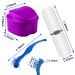 Denture Case Kit with 2 Cups, Brushes, and Portable Box - Travel-Friendly Storage and Cleaning Solution in Blue & Purple - Buy Online on GoSupps.com
