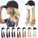 Baseball Cap with Hair Extensions Synthetic Hair Wig Baseball Hat with Hair Attached Long Wavy Adjustable Wave Hairpiece With Baseball Hat Cap Wig for Women #16P613 sandy blonde mix bleach blonde Cap hair-Wavy Cap hair-Wav…