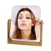 Square White Vanity Makeup Mirror - 1x/3x Magnification, Double Sided 360 Rotation, Portable Tabletop Design with Bamboo Stand - Small Standing Mirror for Desk - Buy Online on GoSupps.com