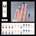 24pcs Long Coffin Ballerina False Nails with Glue - Black & White Heart Design for Women and Girls - Buy Online on GoSupps.com