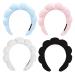 4 Pack Sponge Headband Soft Spa Headband for Women Multifunction Makeup Headband Skincare Headbands Cute Clouds Headband for Washing Face Skincare Makeup Removal (Black White Pink Blue)