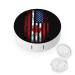American Canadian Flag Round Case For Contact Lens Kit Storage Box with Mirror Printed