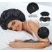 Double Layer Silk Satin Bonnet for Black Women - Adjustable Sleep Cap for Curly Hair (Black) - Buy Online on GoSupps.com