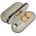 Buguuyo 1 set of glasses case with double usage purpose glasses and etui glasses case wood grain glass masy made of leather contact lens container Double purpose travel PU leather travel bag As shown 4 15.8x7.4cm