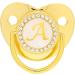 Alomejor Curved Baby Pacifier - 26 Letters Safe Materials Healthy Bling with Clips for 6-18 Months - Golden Color - Buy Online on GoSupps.com