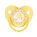 Golden baby pacifier curved design 26 letters safe materials healthy bling baby pacifier with clips for 6 to 18 months (a)