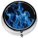 Buy Blue Flame Printed Mini Round Pill Box - 3 Compartment Portable Pill Organizer for Travel Home & Office - Convenient Medicine Storage Solution - Buy Online on GoSupps.com