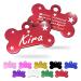 Ibera Gifts - personalized pendants for medium -sized to large to large dogs and cats in bone shape - engraving dog brand collar dog hollow band name Dog (red stars) stars red