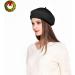 Jeicy Wool Beret Hat with Skily Scarf and Brooch - Black French Beret - Buy Online on GoSupps.com